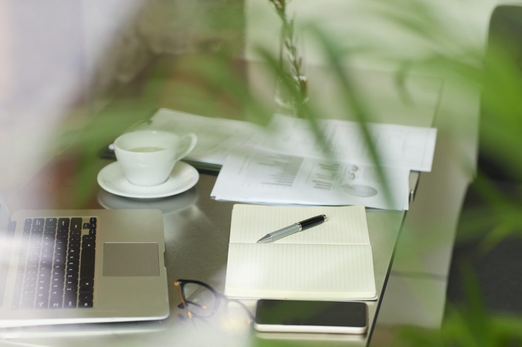 Office desk with laptop